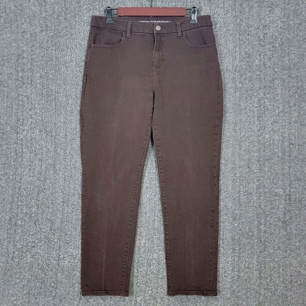 Chicos Jeans 1 Womens Medium Brown Perfect Stretch Girlfriend Slim Leg Ankle
